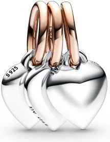 Charm Pandora Pendant Triple Séparable Génération de Cœurs Bimatière Pandora Moments vue 2