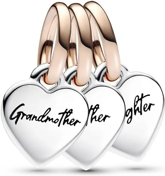 Charm Pandora Pendant Triple Séparable Génération de Cœurs Bimatière Pandora Moments
