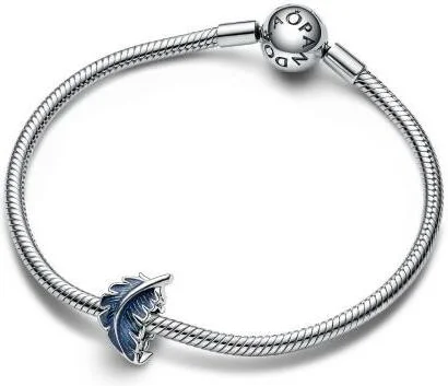 Charm Pandora Plume Recourbée Bleue vue 3