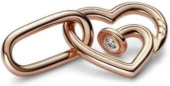 Charm Pandora Double Link Cœur Clouté doré rose ME vue 2