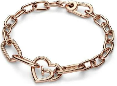 Charm Pandora Double Link Cœur Clouté doré rose ME vue 3