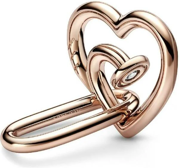 Charm Pandora Double Link Cœur Clouté doré rose ME