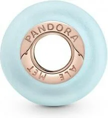 Charm Pandora noyau métal doré à l'or rose 585/1000 Verre de Murano Bleu Mat Pandora Colours vue 2