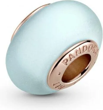 Charm Pandora noyau métal doré à l'or rose 585/1000 Verre de Murano Bleu Mat Pandora Colours vue 3