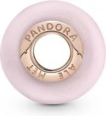 Charm Pandora noyau métal doré à l'or rose 585/1000 Verre de Murano Rose Mat Pandora Colours vue 2