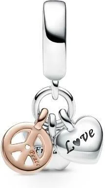 Charm Pandora Pendant Triple Bimatière Cœur Arc-en-Ciel vue 2