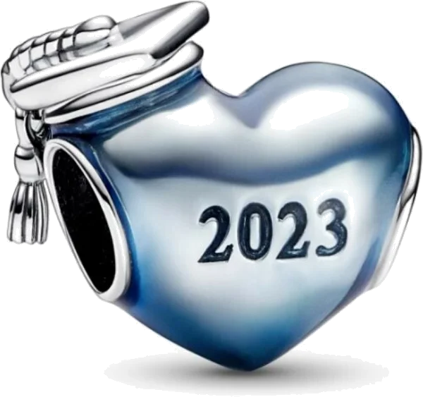 Charm Pandora Cœur Diplômé 2023 en Argent 925 Bleu pour Femme - Réf. 792590C01
