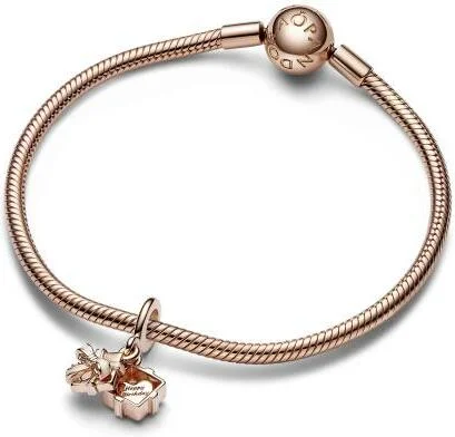 Charm Pandora Pendant Cadeau d’Anniversaire Ouvrable Doré Rose Pandora Moments vue 4