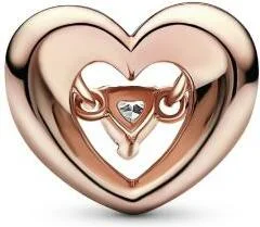 Charm Pandora Cœur Lumineux et Pierre Flottante doré rose vue 2
