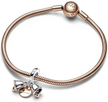 Charm Pandora Pendant Double Cloches de Mariage Bimatière Pandora Moments vue 4