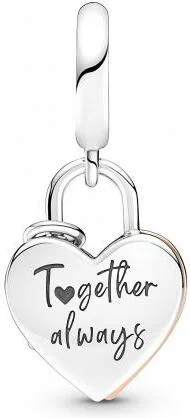 Charm Pandora pendant rose gold Pandora moments Coeur & mini cadenas vue 2