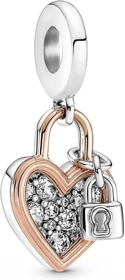 Charm Pandora pendant rose gold Pandora moments Coeur & mini cadenas