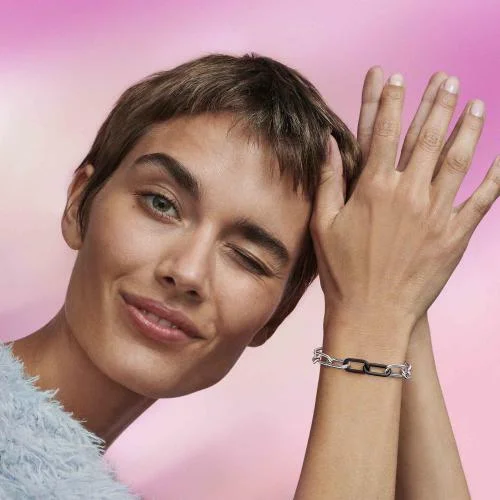 Double Link Pavé noir métallique Pandora ME vue 4