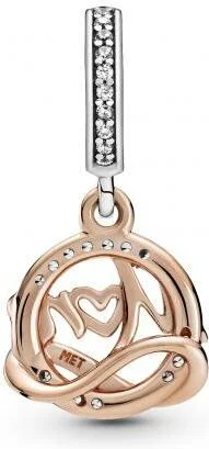 Charm Pandora Pendant argent et Métal doré à l'or rose fin 585/1000 Mum Pandora People vue 2