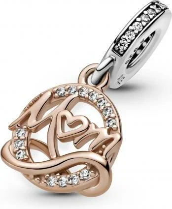 Charm Pandora Pendant argent et Métal doré à l'or rose fin 585/1000 Mum Pandora People vue 4