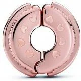 Charm Pandora Métal doré à l'or rose fin 585/1000 Clip Lignes Pavé & Logo Signature Pandora vue 3