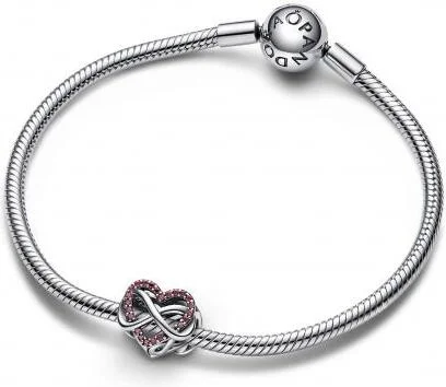 Charm Pandora Cœur Famille et Infini Rouge vue 3