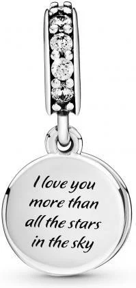 Charm Pandora Double Pendant argent Ciel Nocturne Bleu Croissant de Lune & Étoiles Pandora Passions vue 2