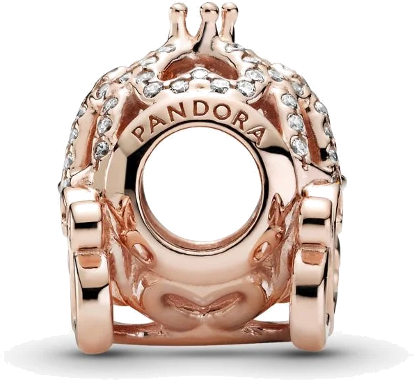 Charm Pandora Métal doré à l'or rose fin 585/1000 Disney Cendrillon Carrosse Disney x Pandora vue 3