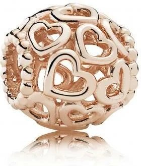 Charm Pandora Parsemé de Cœurs Pandora Moments Métal doré à l’Or Rose fin 585/1000 vue 2