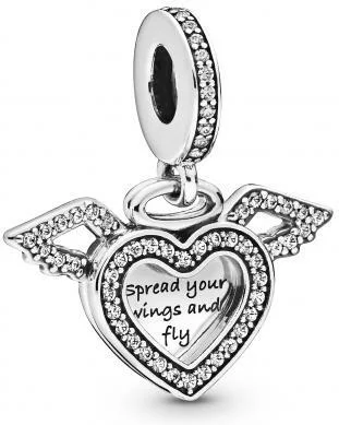 Charm Pandora Pendant Cœur et Ailes d'Ange Pandora Moments Argent 925/1000 vue 2