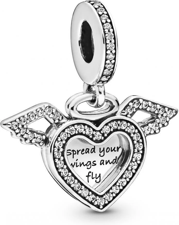 Charm Pandora Pendant Cœur et Ailes d'Ange Pandora Moments Argent 925/1000