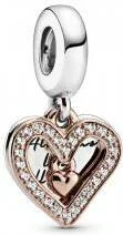 Charm Pandora Pendant Esquisse de Cœur Scintillant Pandora Moments Bicolore vue 2