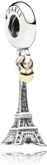Charm Pandora Pendant Tour Eiffel Paris et Cœur Pandora Moments Argent 925/1000