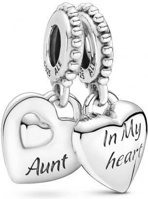 Charm Pandora Pendant argent Cœur Séparable Tante & Nièce Pandora People vue 2
