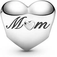 Charm Pandora argent Cœur gravé & Trèfle Pandora People vue 2