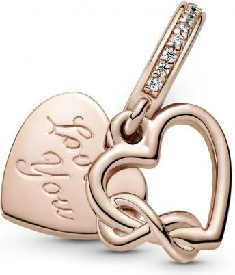 Charm Pandora Pendant Métal doré à l'or rose fin 585/1000 Cœur Infini Love You Pandora People vue 4
