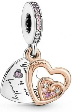 Double Charm Pandora Pendant Cœurs de l’Infini Entremêlés Rose Pandora Moments vue 2
