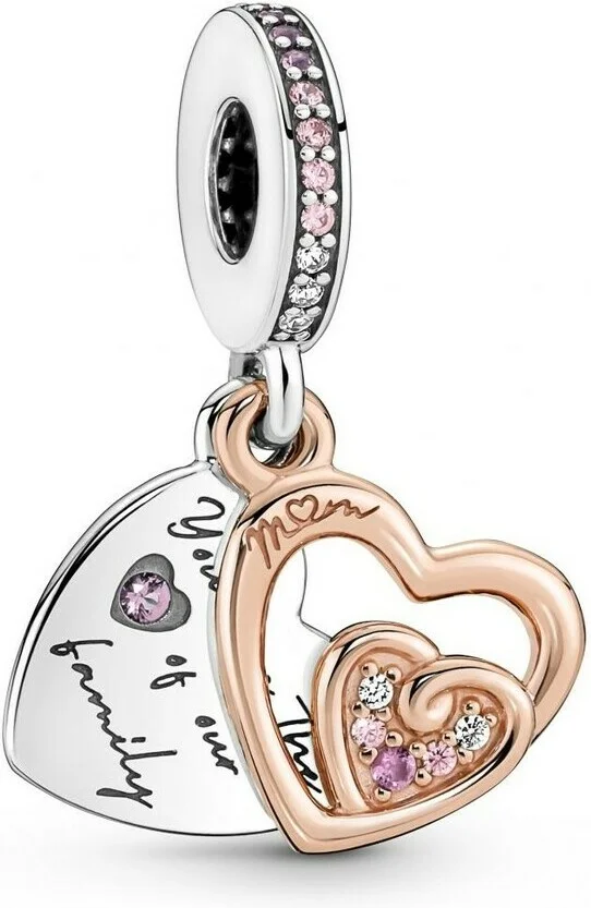 Double Charm Pandora Pendant Cœurs de l’Infini Entremêlés Rose Pandora Moments