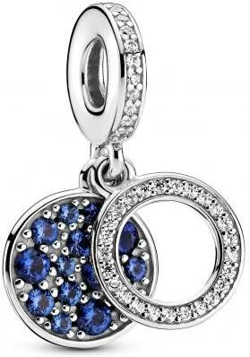 Charm Pandora Double Pendant argent Disque Bleu Pandora Colours vue 2