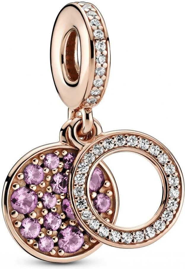 Charm Pandora Pendant Métal doré à l'or rose fin 585/1000 Double Disque Rose