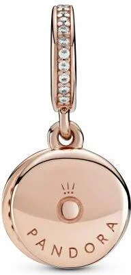 Charm Pandora Pendant Métal doré à l'or rose fin 585/1000 Double Disque Bleu vue 3