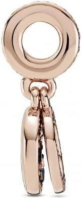 Charm Pandora Pendant Métal doré à l'or rose fin 585/1000 Double Disque Bleu vue 4