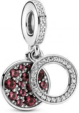 Charm Pandora Double Pendant argent Médaillon Rouge Scintillant Pandora Bijoux vue 2