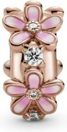 Charm Pandora Clip Métal doré à l'or rose fin 585/1000 Espaceur Marguerite Rose Pandora Garden vue 2
