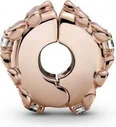 Charm Pandora Clip Métal doré à l'or rose fin 585/1000 Espaceur Marguerite Rose Pandora Garden vue 3