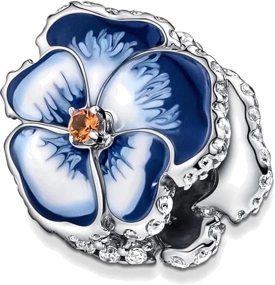 Charm Pandora Pandora Moments Pensée Bleu & strass scintillant vue 2