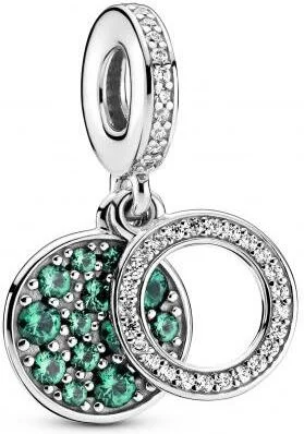 Charm Pandora Double Pendant argent Médaillon Vert Scintillant Pandora Bijoux vue 2