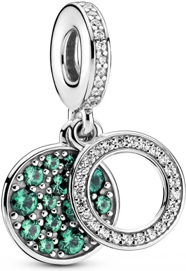 Charm Pandora Double Pendant argent Médaillon Vert Scintillant Pandora Bijoux