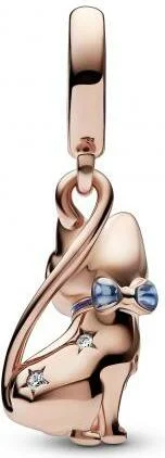 Charm Pandora pendant chat scintillant en métal doré à l'or rose fin 585/1000 vue 2