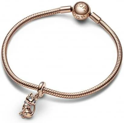 Charm Pandora pendant chat scintillant en métal doré à l'or rose fin 585/1000 vue 3