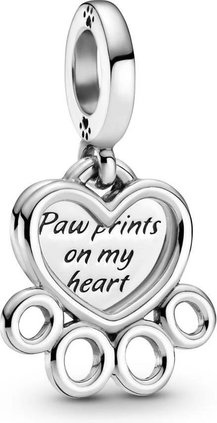 Charm Pandora Cœurs et Empreinte de Pattes 799360C00 en Argent 925 pour Femme