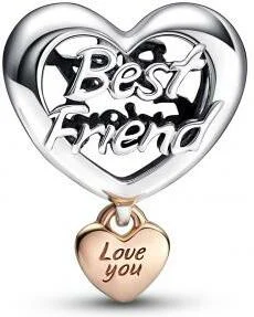 Charm Pandora Cœur Love You Best Friend - Argent 925 et or rose 585/1000 - Réf. 782243C00 vue 2