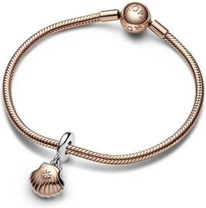 Charm Pandora Pendant Coquillage et Perle de Culture d’Eau Douce Traitée doré rose -  My Pandora 2023 vue 3
