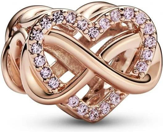 Charm Pandora Clip Pendant Cœurs de l'Infini Scintillants en métal doré à l'or rose fin 585/1000