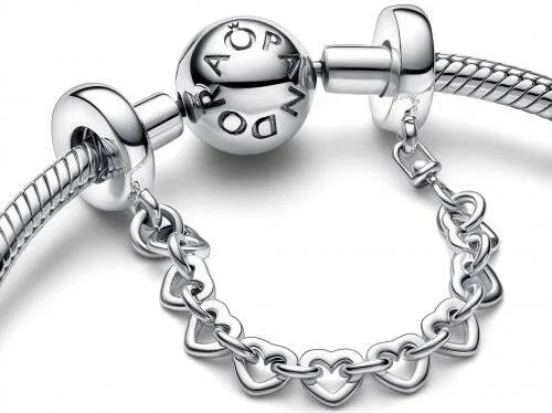 Charm Pandora Chaîne de Confort Frise de Cœurs Argenté vue 2